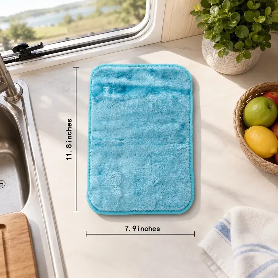 Size detail for the rounded corner premium cleaning cloth specification.
